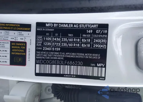 2020 Mercedes-Benz Glc 300 4Matic from USA, damaged, VIN WDC0G8EB3LF686230